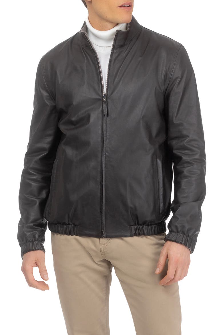 Men's Light Genuine Nappa Leather Jacket Reversible To Cashmere & Wool Crafted From Loro Piana, Main, color, DARK BROWN/TAUPE