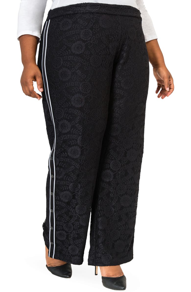 Poetic Justice Cornella High Rise Lace Knit Track Pants, Main, color,