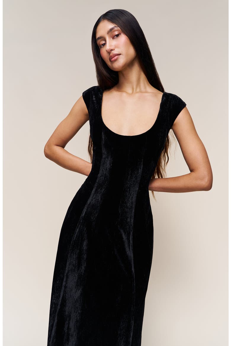 Leila Velvet Dress, Alternate, color, Black