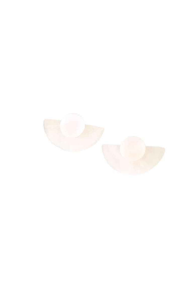 3-in-1 Mother-of-Pearl Geometric Stud Earrings Set, Main, color, White