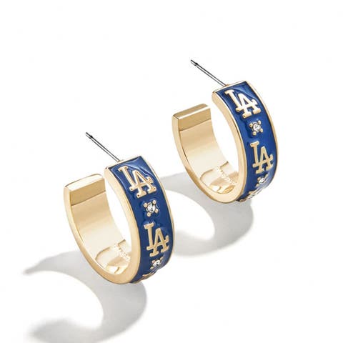 x BaubleBar Los Angeles Dodgers Enamel Hoop Earrings