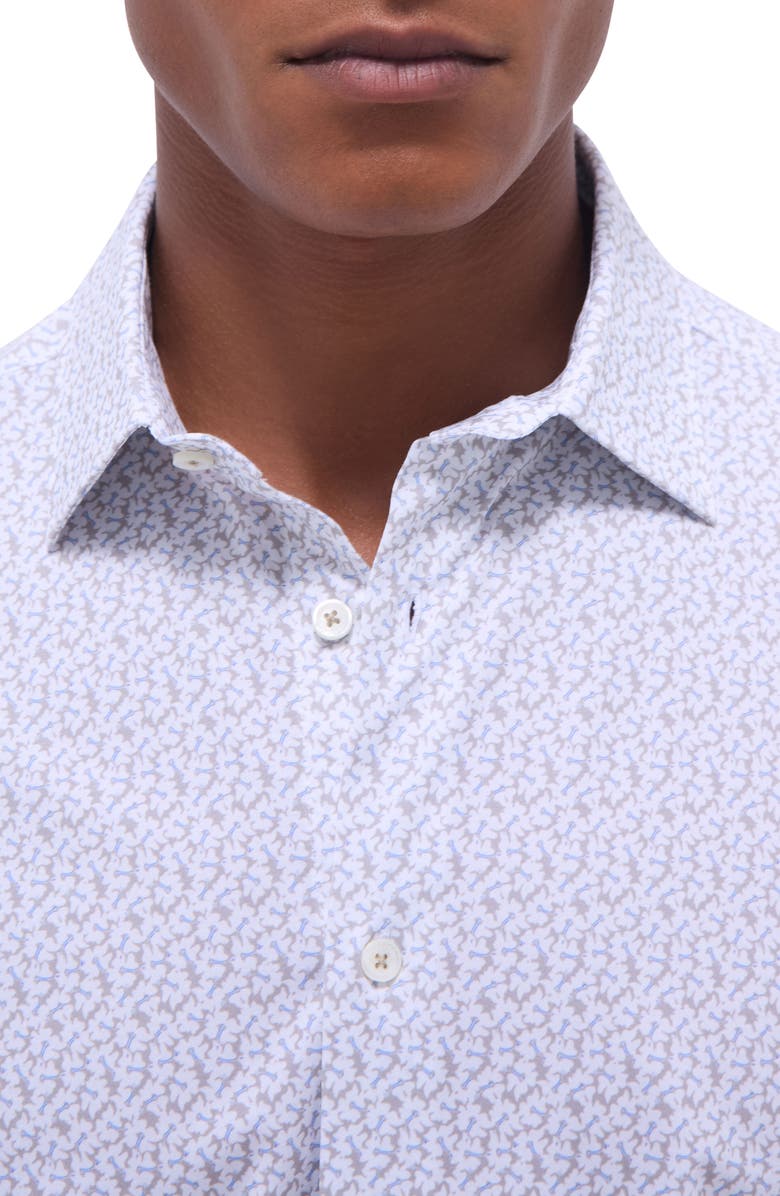 Bugatchi Miles OoohCotton<sup>®</sup> Floral Short Sleeve Button-Up Shirt, Alternate, color, Sand