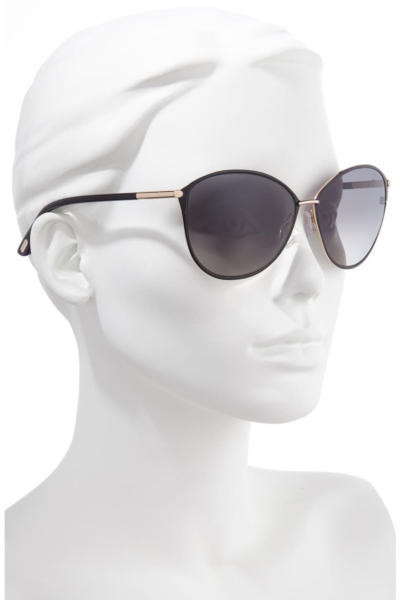 Penelope 59mm Gradient Polarized Cat Eye Sunglasses, Alternate, color, SHINY ROSE GOLD/ SMOKE