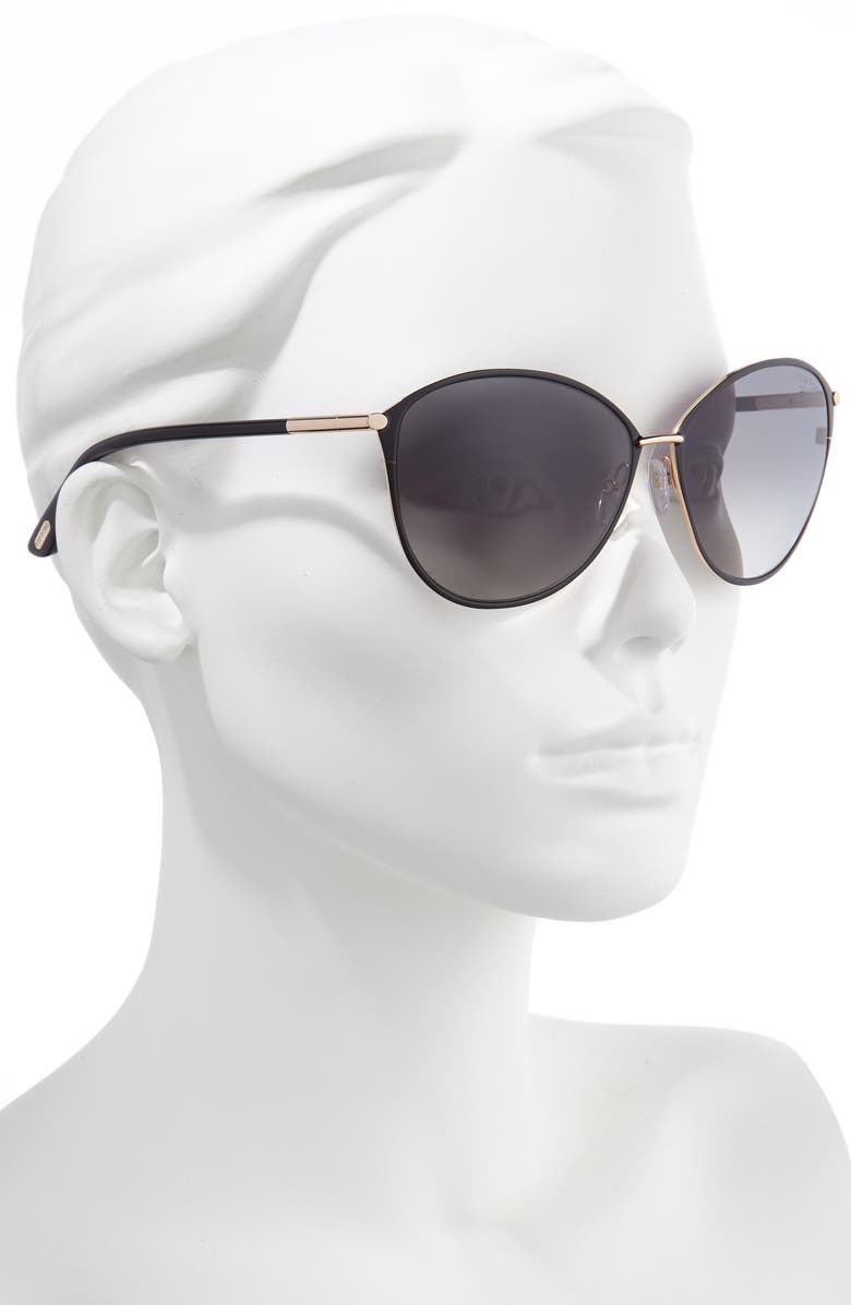 TOM FORD Penelope 59mm Gradient Polarized Cat Eye Sunglasses, Alternate, color, Shiny Rose Gold/ Smoke