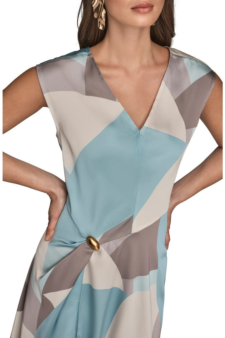 Floral Cap Sleeve Fit & Flare Midi Dress, Alternate, color, HAZE MULTI