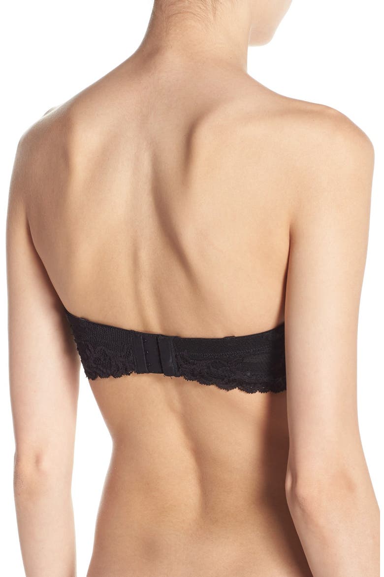 Feathers Underwire Plunge Strapless Bra, Alternate, color, BLACK