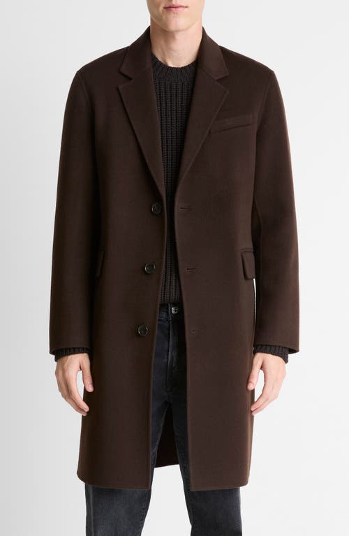 Vince Splittable Single Breasted Wool Blend Topcoat In Brown