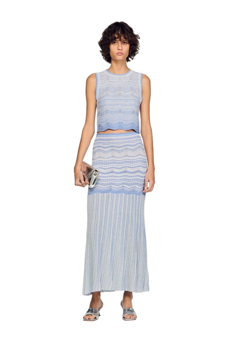Cropped decorative knit top, Alternate, color, Sky blue