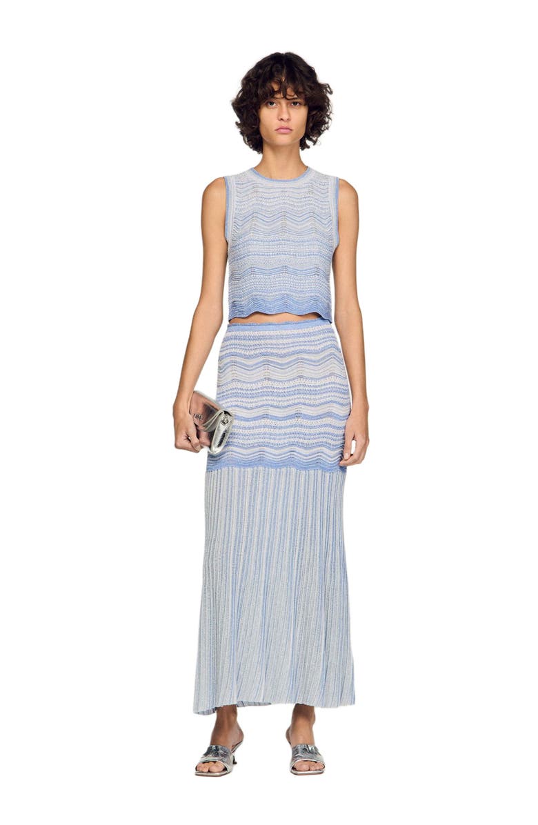 SANDRO Cropped decorative knit top, Alternate, color, Sky Blue