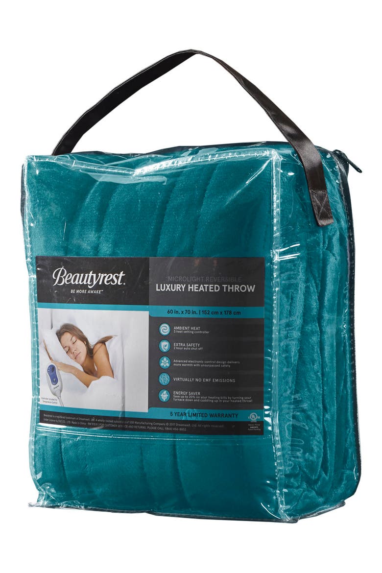 Plush Heated Throw Blanket - 70" x 60", Alternate, color, TEAL