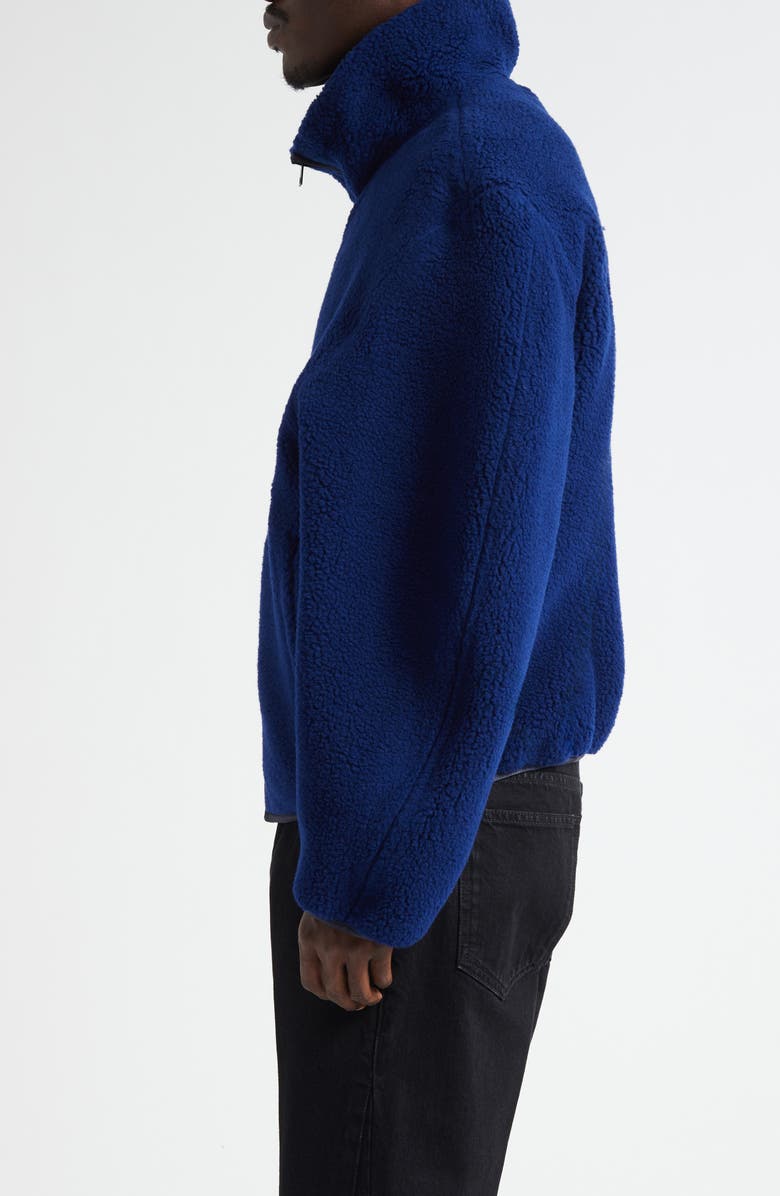 Givenchy Logo Embroidered Couture Sleeve Fleece Jacket, Alternate, color, Bright Blue