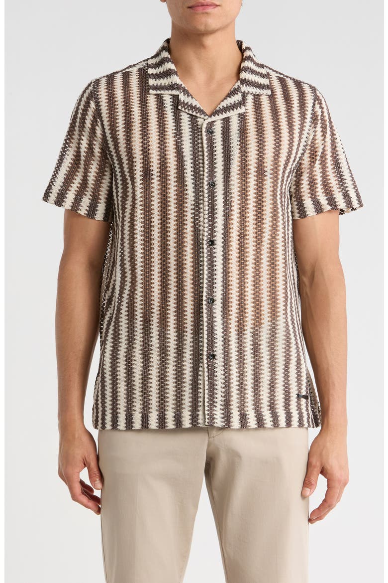 Open Weave Camp Shirt, Main, color, NATURAL