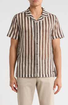 KARL LAGERFELD PARIS Open Weave Camp Shirt