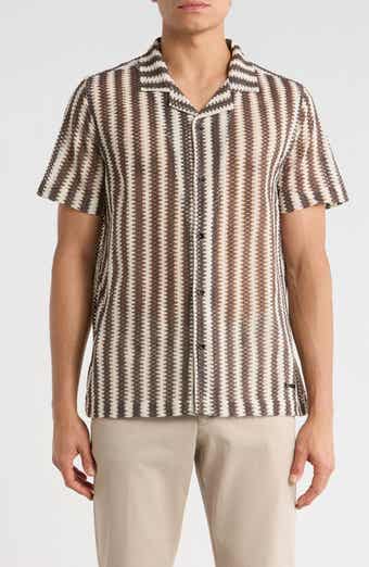 KARL LAGERFELD PARIS Open Weave Camp Shirt