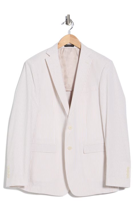 Pinstripe Notch Lapel Stretch Cotton Blazer (Regular, Short & Long)