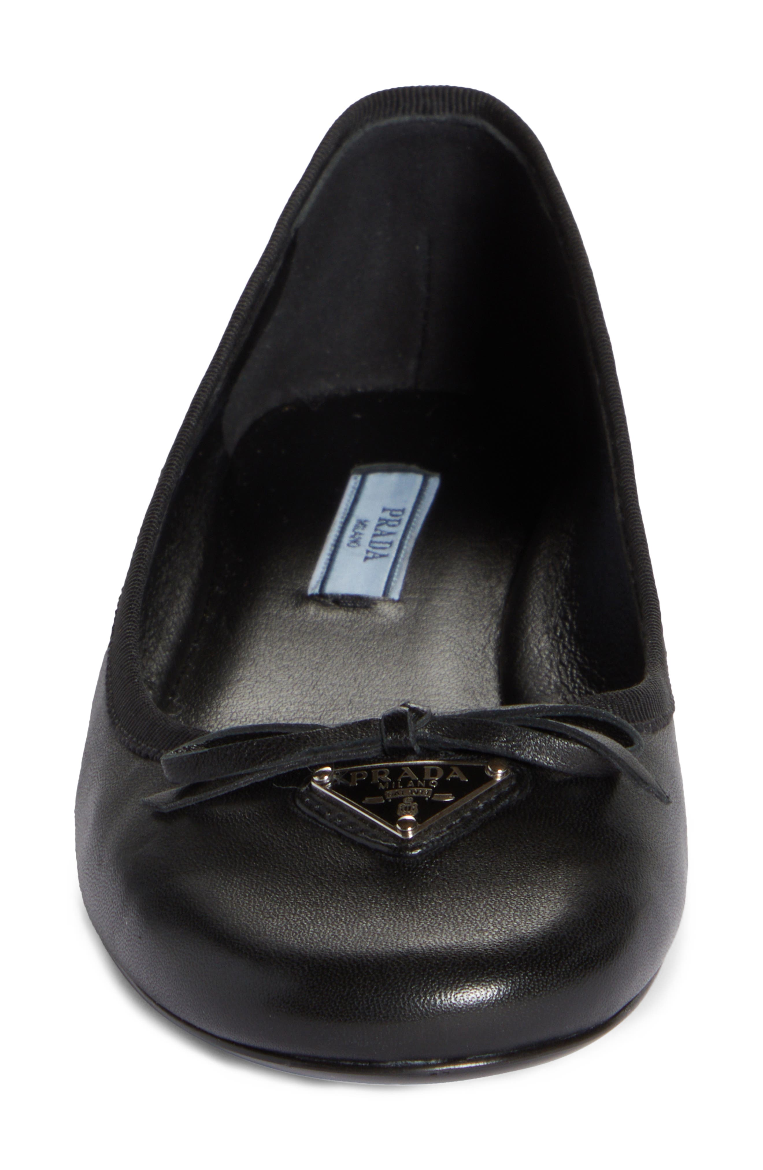 Prada Logo Bow BallerinaFlat, Alternate, color, 