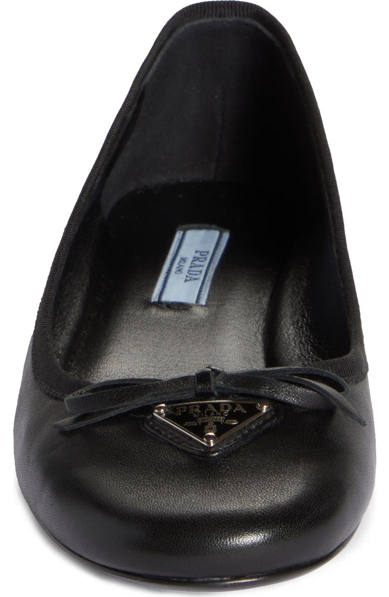 Prada Logo Bow BallerinaFlat, Alternate, color,