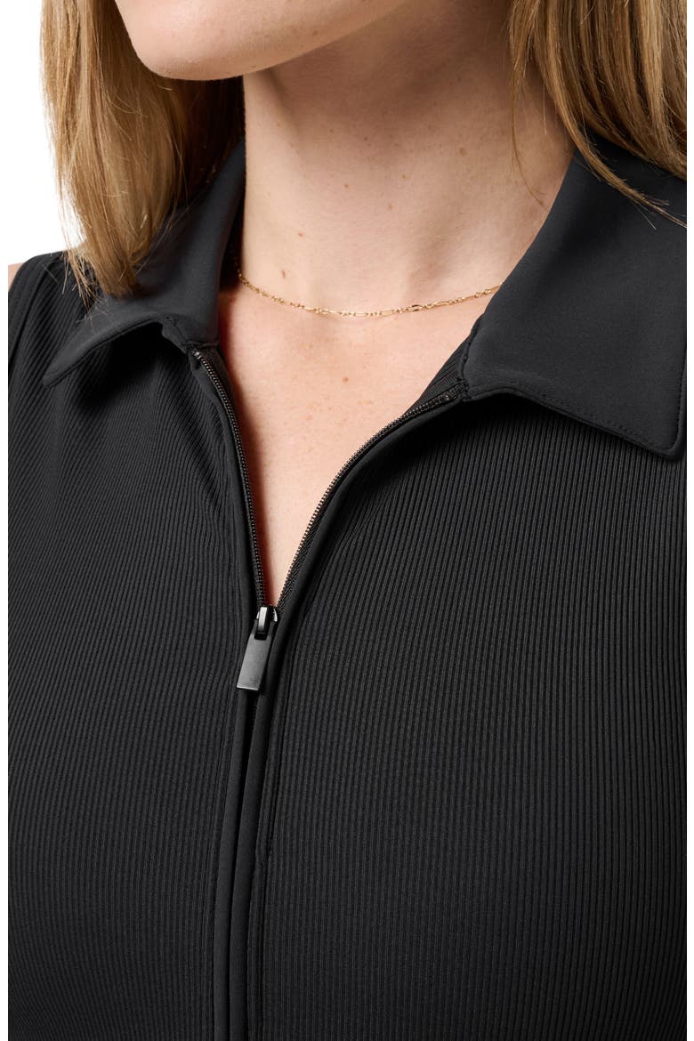 Moveknit Zip Crop Top, Alternate, color, BLACK