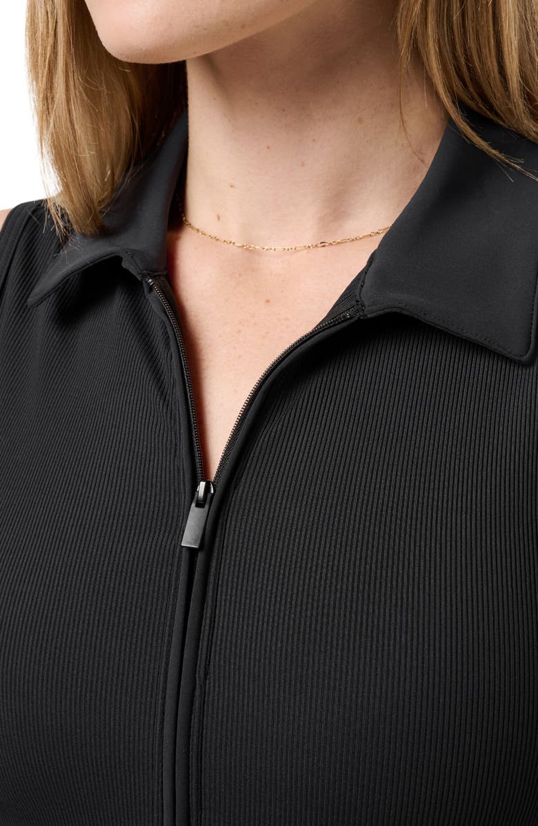 TravisMathew Moveknit Zip Crop Top, Alternate, color, Black