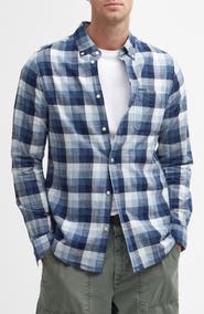 Barbour Hillroad Tailored Fit Buffalo Check Slub Cotton Button-Down Shirt