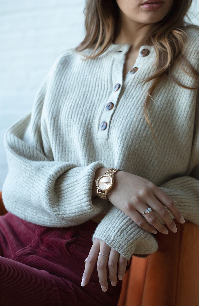 Nixon Optimist Bracelet Watch, 33.5mm, Alternate, color, All Light Gold