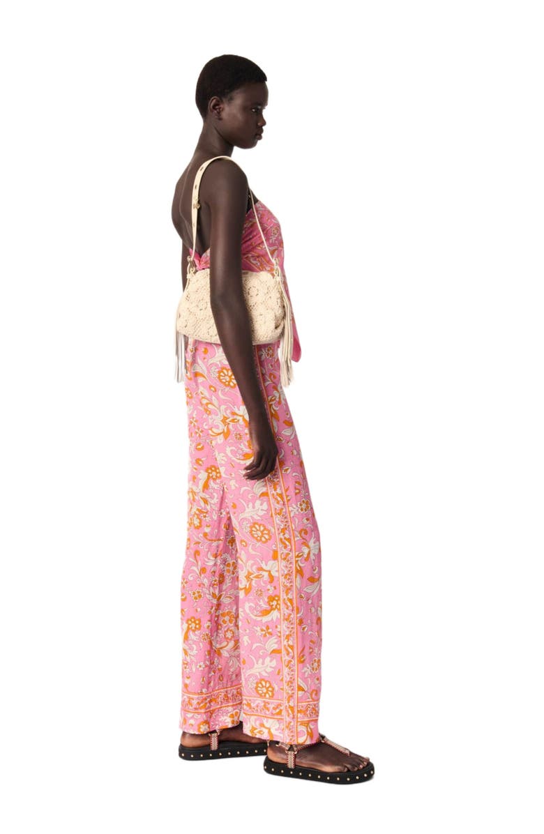 maje Patterned linen trousers, Alternate, color,