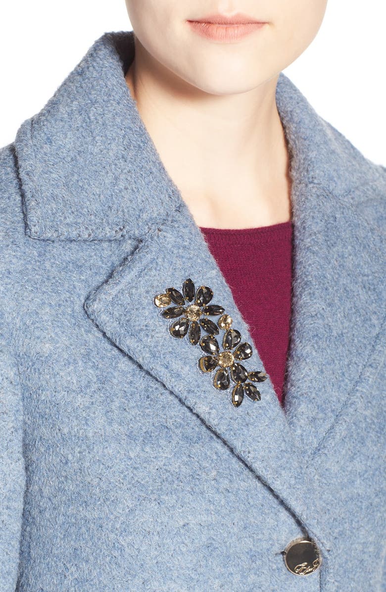 Eliza J Embellished Bouclé Reefer Coat, Alternate, color, 