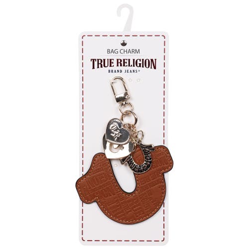 True Religion Embossed Horseshoe Bag Charm In Brown