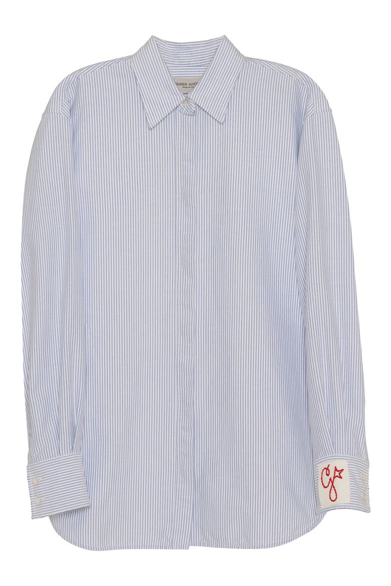 Stripe Cotton Button-Up Shirt, Alternate, color, WHITE INFINITY
