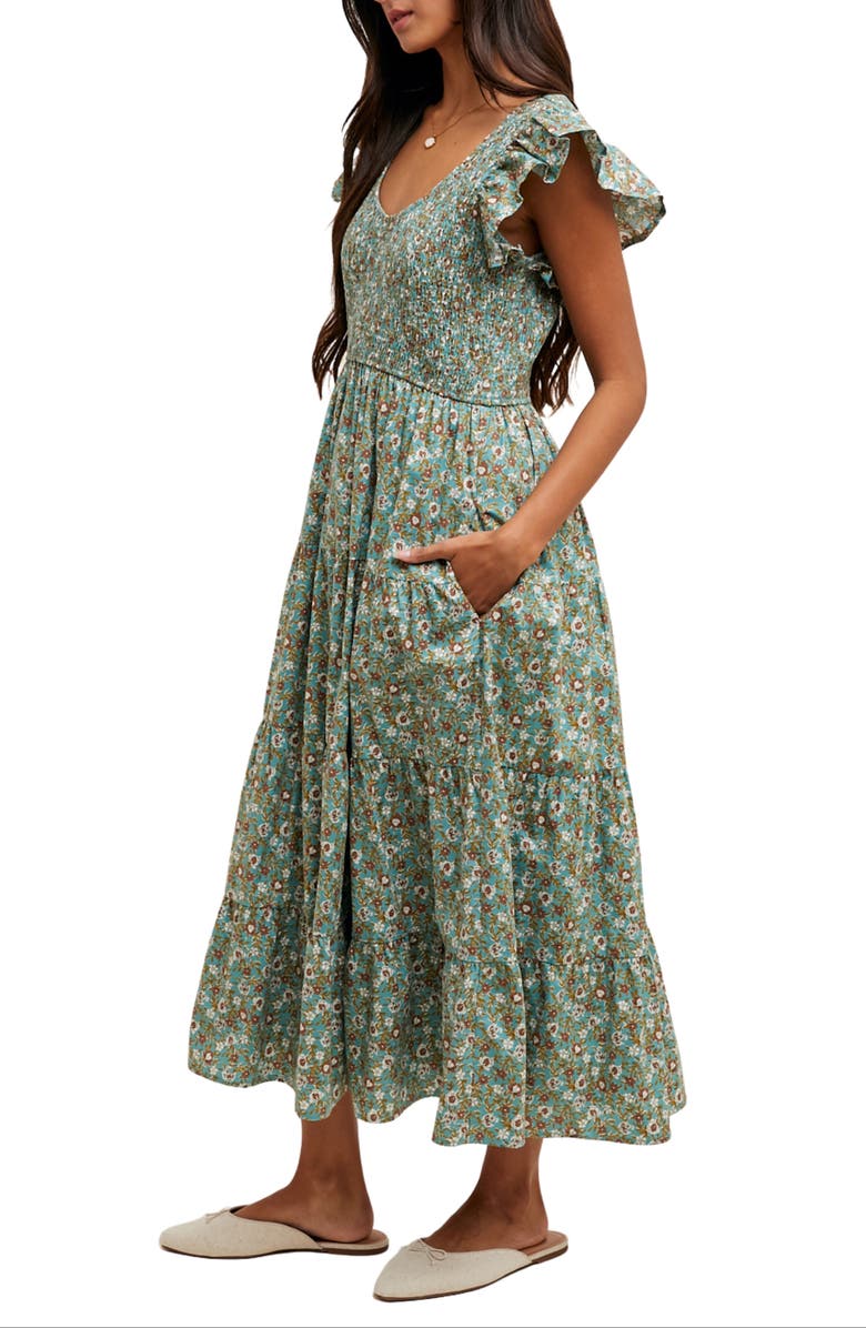 WISHLIST Floral Maxi Dress, Alternate, color, Teal/ Clay