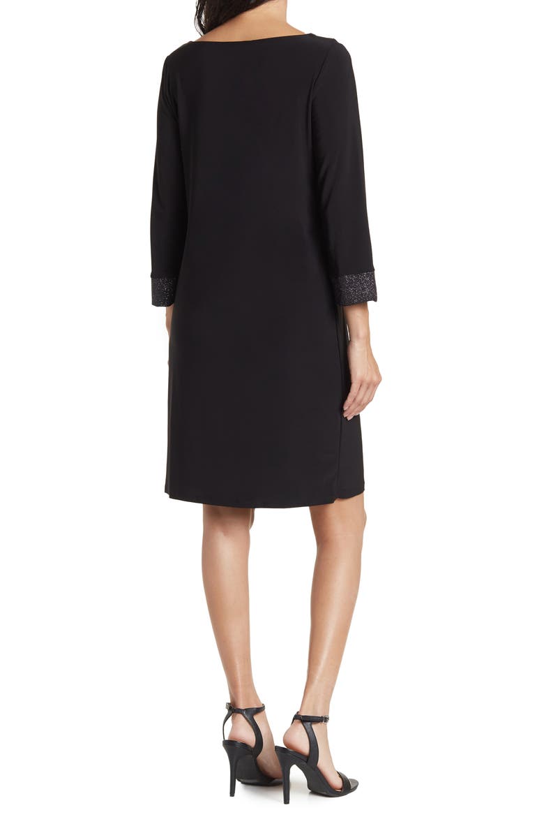 Glitter Trim Sheath Dress, Alternate, color, BLACK/ SILVER