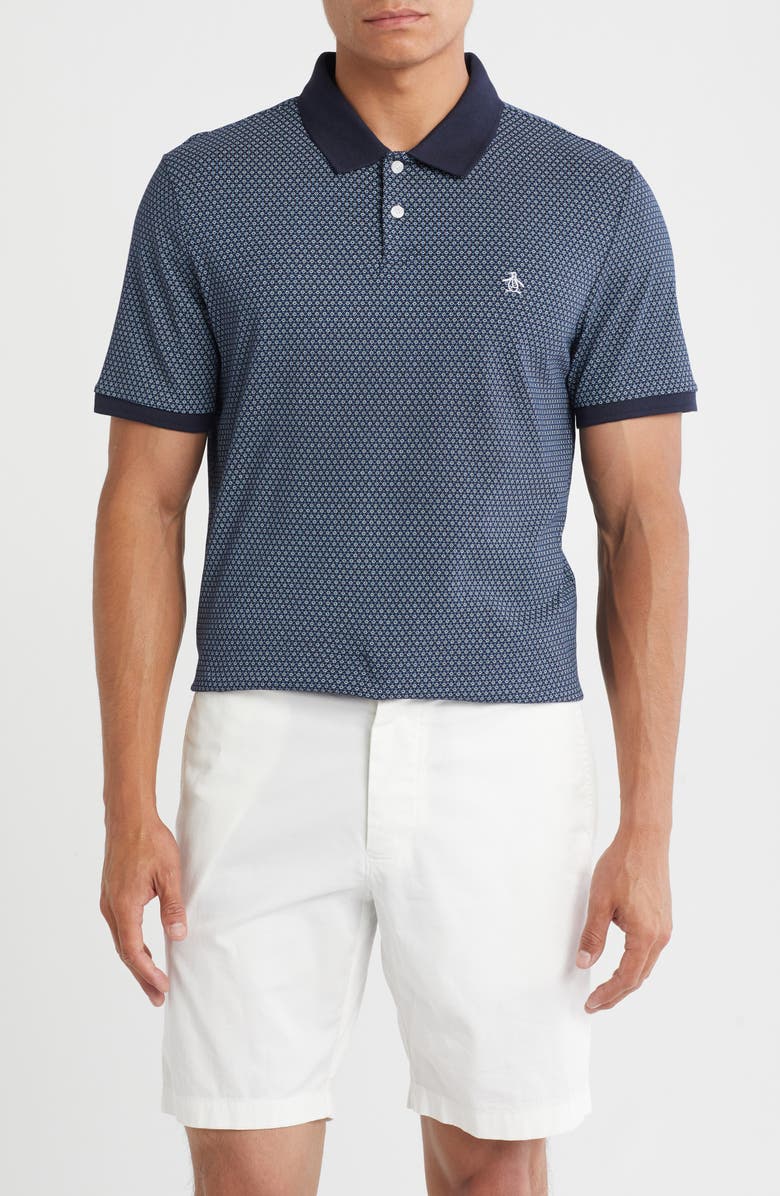 Original Penguin Ditsy Jersey Polo, Main, color, Dark Sapphire
