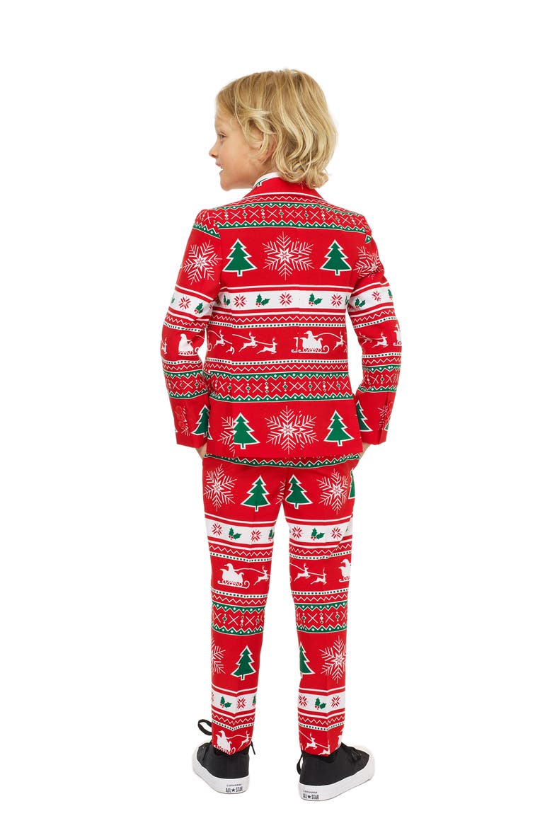 Winter Wonderland Two-Piece Suit with Tie, Alternate, color, RED