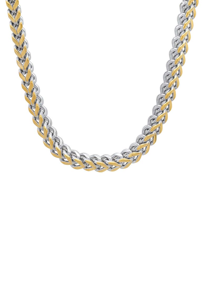 Men's Two-Tone Stainless Steel Wheat Chain Necklace, Main, color, SILVER/ GOLD