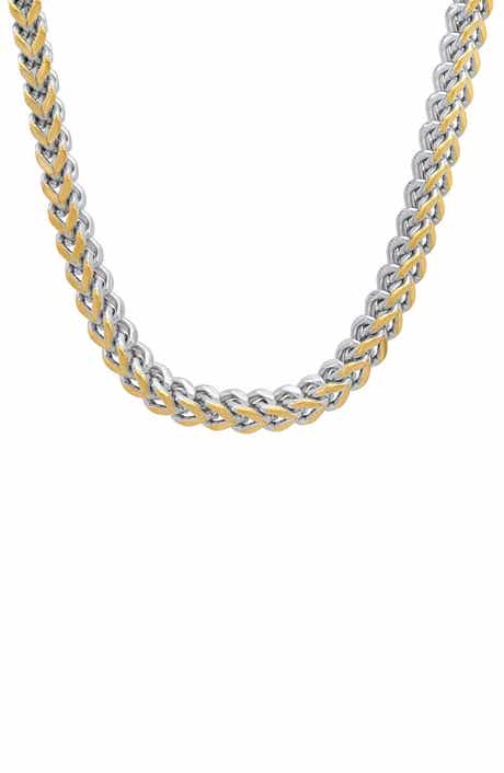 STEELTIME Men's Two-Tone Stainless Steel Wheat Chain Necklace