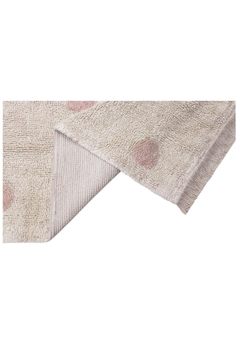 Polka Dot Fringe Trim Washable Cotton Blend Rug, Alternate, color, NATURAL