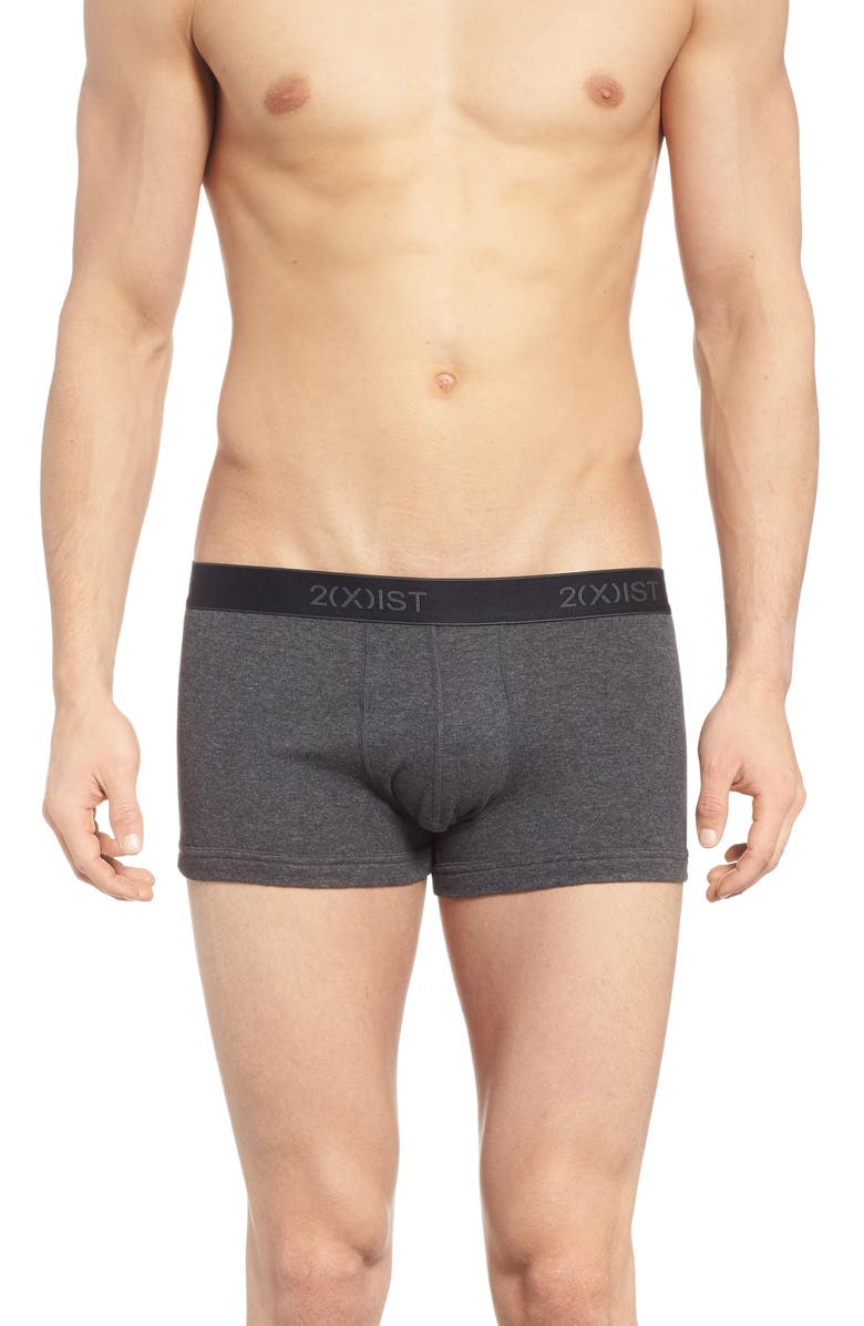 2(x)ist 3-Pack Cotton No Show Trunks, Alternate, color, Black/ Heather Grey/ Charcoal