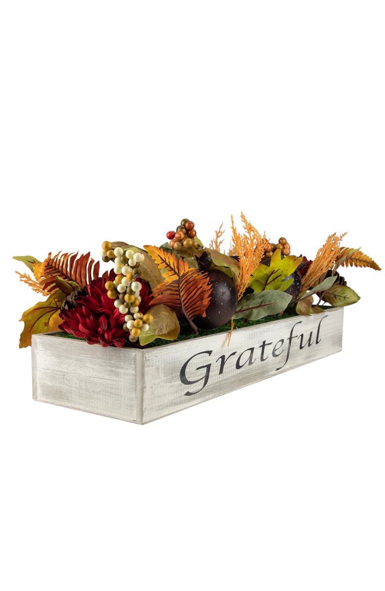 Northlight Autumn Harvest Triple Candle Holder in a Rustic Wooden Box Centerpiece - 24", Alternate, color, Red