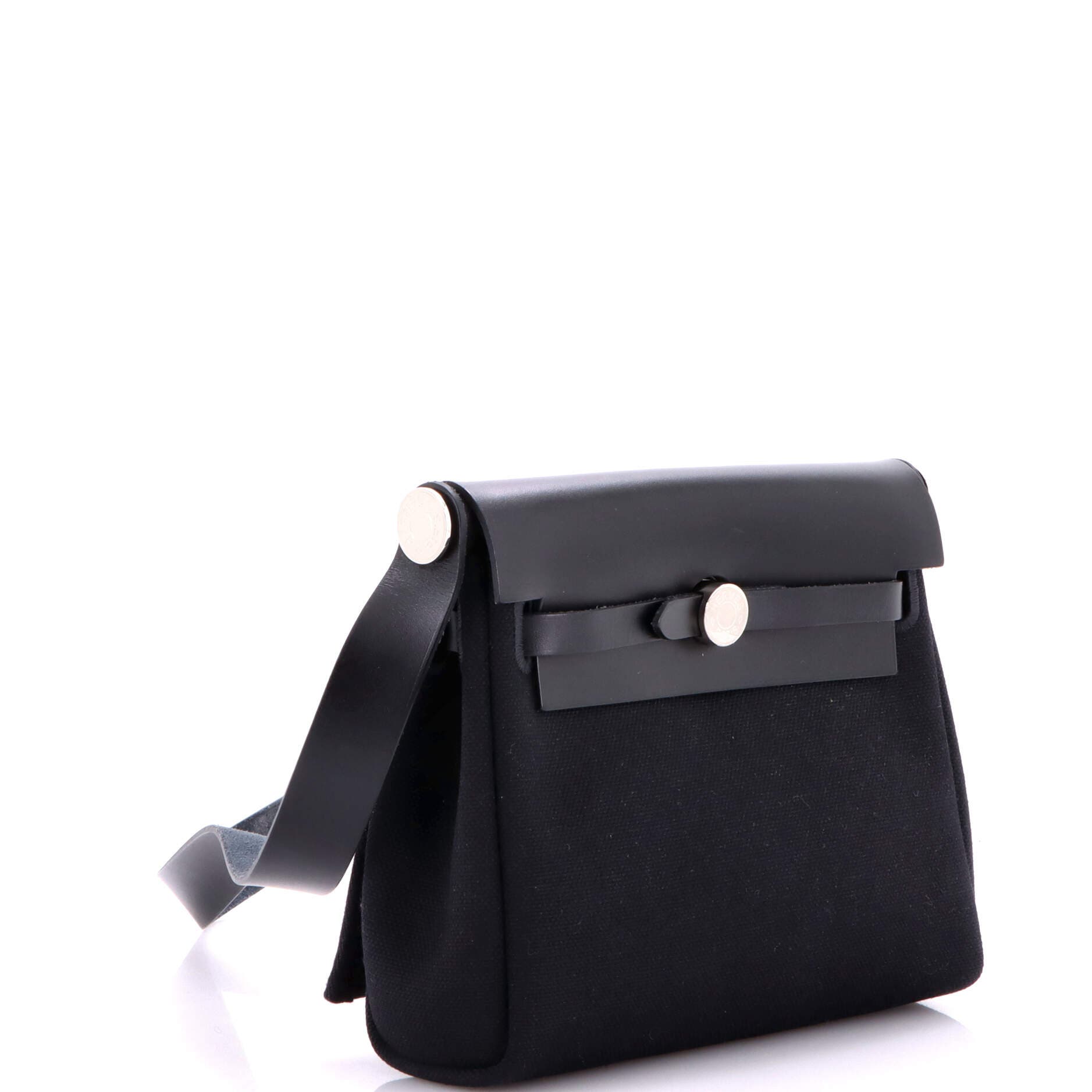 Pre-Owned Hermes Herbag Zip Toile and Leather 20, Alternate, color, Noir