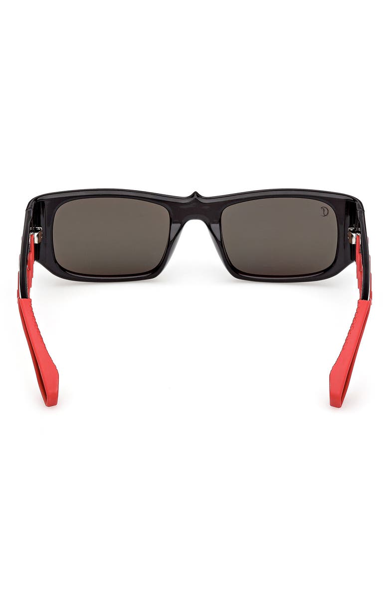 Christian Louboutin 53mm Loubishark Rectangular Sunglasses, Alternate, color, Black/ Smoke Grey/ Red Flash