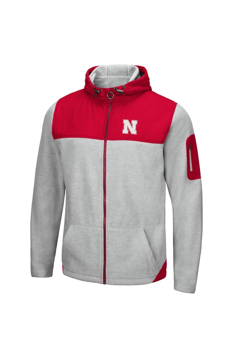 COLOSSEUM Men's Colosseum Heather Gray/Scarlet Nebraska Huskers Schwartz Lightweight Full-Zip Hoodie, Alternate, color, 