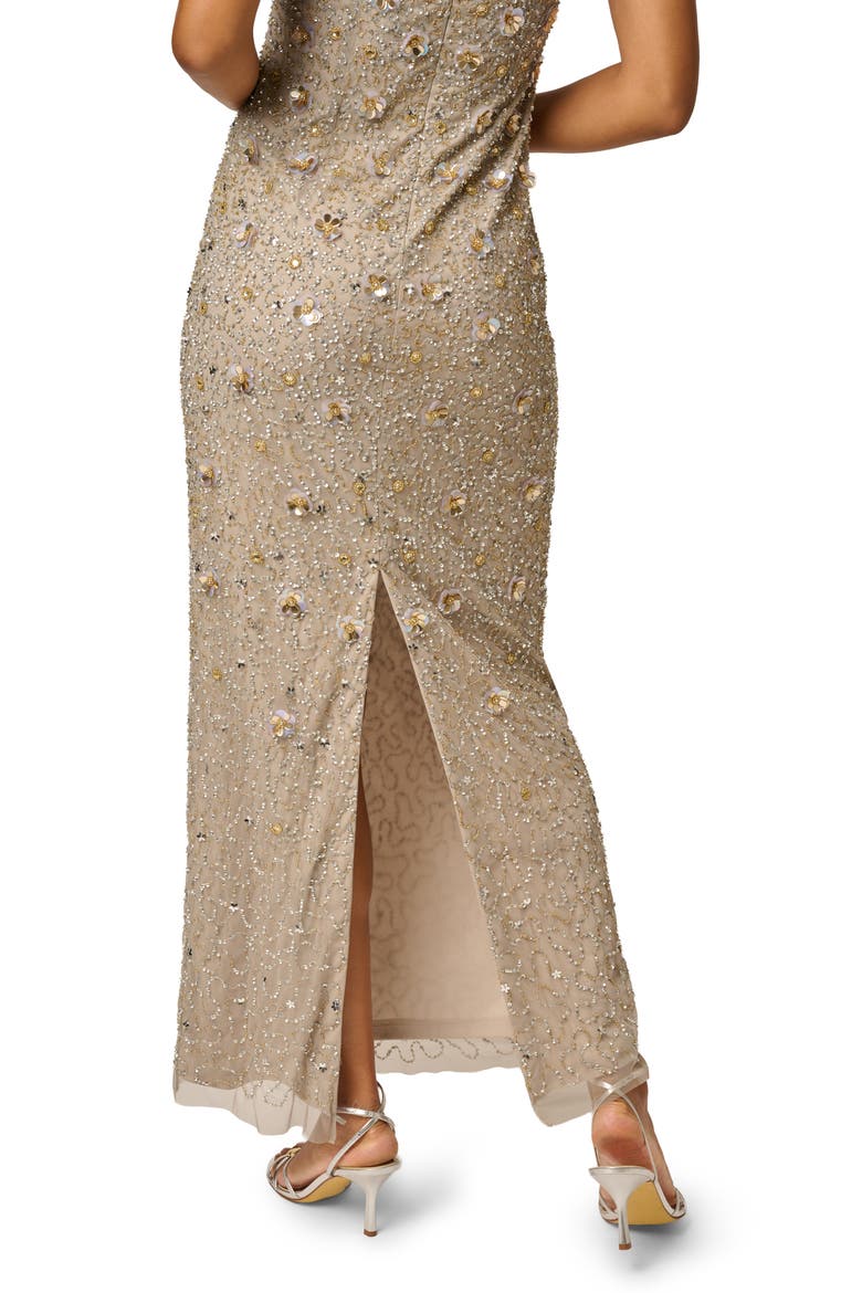 Beaded Evening Gown, Alternate, color, PLATINUM