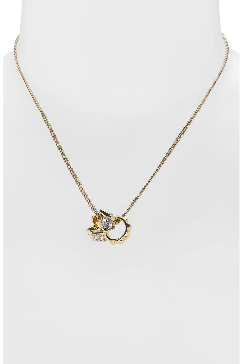 Geometric Crystal Charm Pendant Necklace, Alternate, color, GOLD