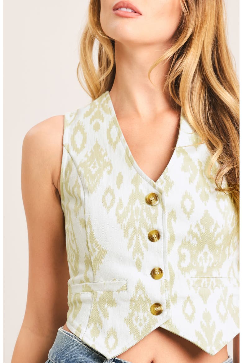 Print Cropped Vest, Alternate, color, IVORY