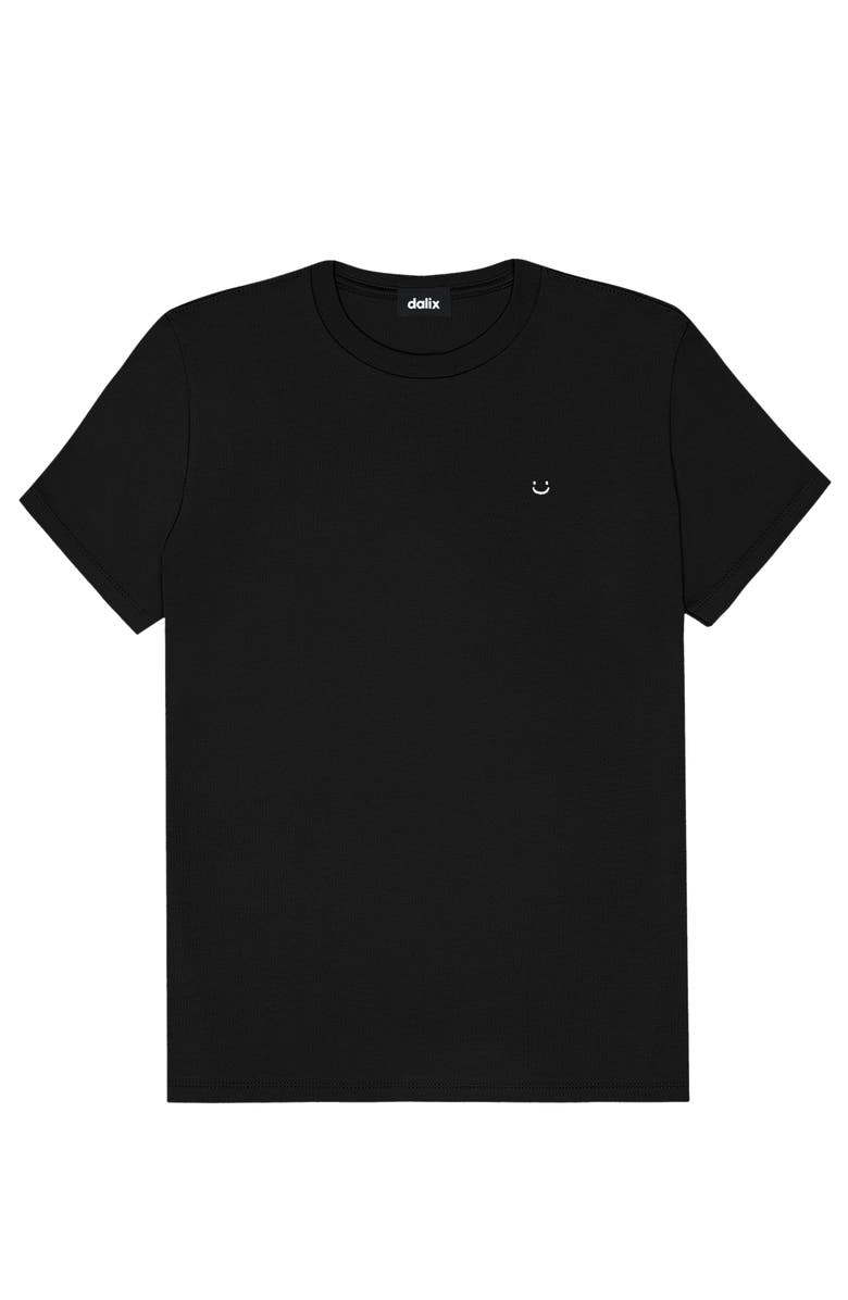 Dalix Womens Lil Smile Jersey Relaxed Tee, Main, color, Black