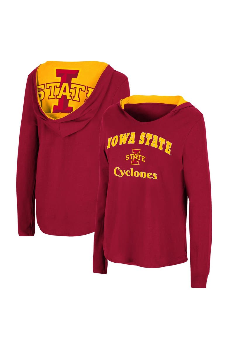 COLOSSEUM Women's Colosseum Cardinal Iowa State Cyclones Catalina Hoodie Long Sleeve T-Shirt, Main, color, Cardinal
