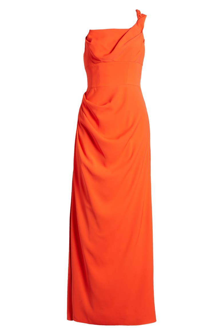 Marion One-Shoulder Gown, Alternate, color, MARMALADE