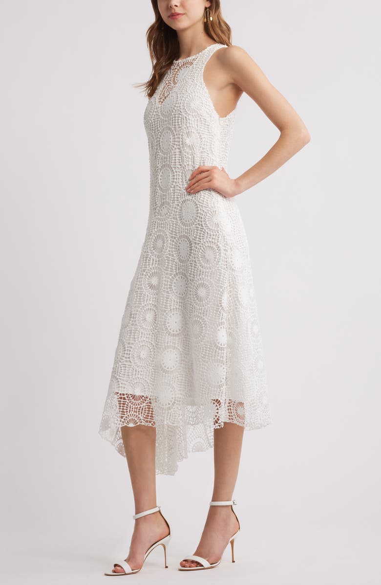 Chelsea28 Embroidered Lace Midi Dress, Alternate, color, White