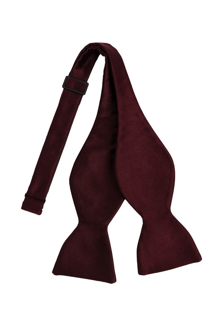 Men's Solid Satin Bow Tie, Main, color, CABERNET