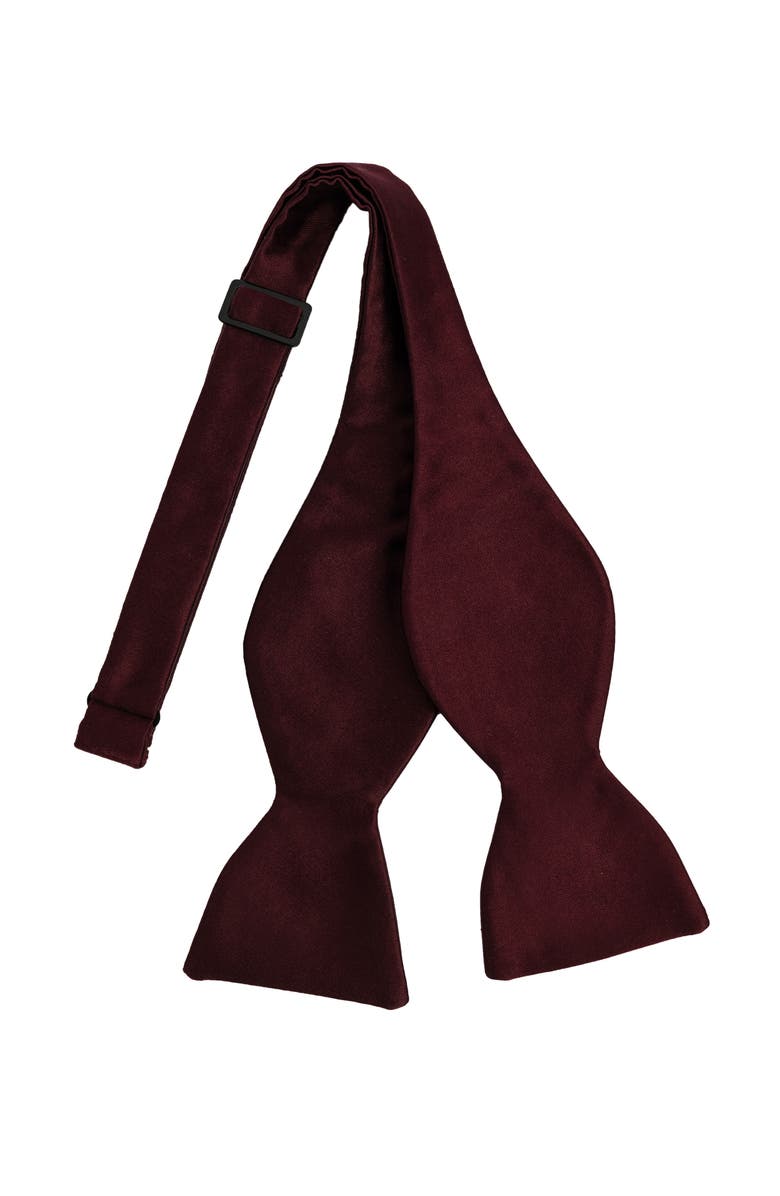 Brooklyn Brigade Men's Solid Satin Bow Tie, Main, color, Cabernet